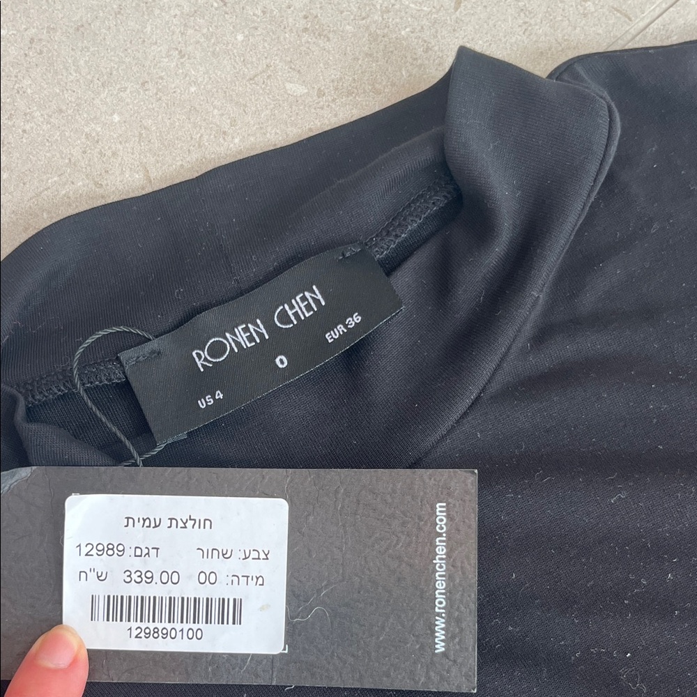 Ronen Chen Elegant Black Long Sleeve Top - Picture 4 of 6